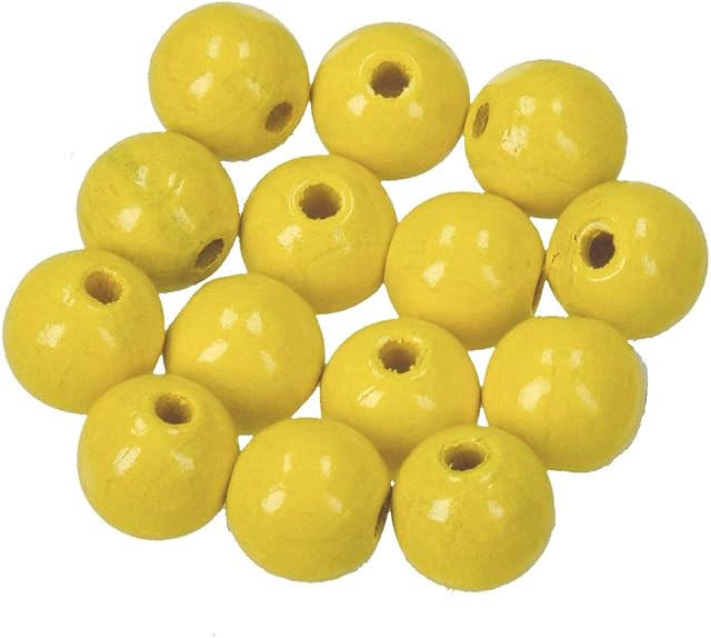 Efco 1400809 10 mm 53-Piece Wooden Beads Hole, Yellow