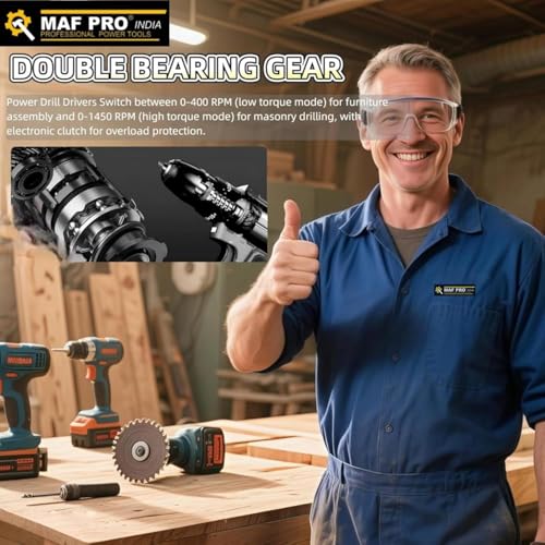 Image of MAF PRO 12V Cordless Drill Machine with 2 Battery | Drill Machine for Wall Drilling | Cordless Drilling Machine | Powerful Drill Machine with Screw Driver Kit