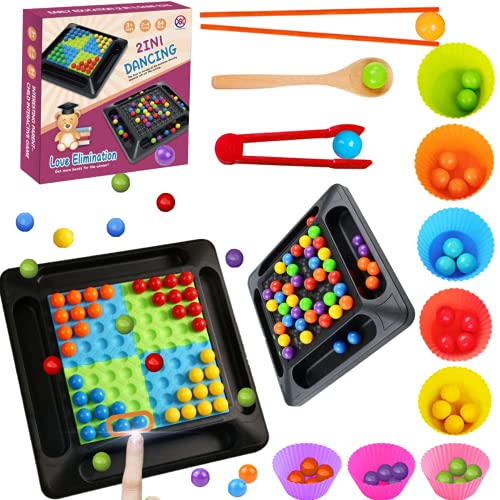 Mezetihe Spiel Kugelspiel,Clip Beads Brettspiel,Rainbow Ball Elimination Game,Regenbogenball Matching Spiel Lernspiel Set Fü Kinder Logikspiel Magisches Denkspiel Brettspiel FüR Kinder Erwachsene Cover