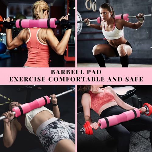 Barbell Pad Set,10 Pcs Barbell pads For Hip Thrust Squat & Lunges Support,With 2 Workout Ankle Straps, 2 Workout Gloves, 2 Gym Straps Weight Lifting, Resistance Bands,Olympic Bar Pad,Carry Bag (Pink, Small-Gloves) by Roviutu - Image 7