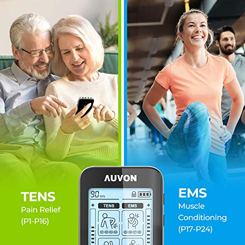 image for AUVON 4 Outputs TENS Unit EMS Muscle Stimulator Machine for Pain Relie