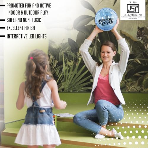 Image of Amazon Brand - Jam & Honey Bouncing Light Ball for Kids I Flashing Light I Glow in The Dark I Fun Toy for Kids I LED Soft Lighting Ball for 12month +