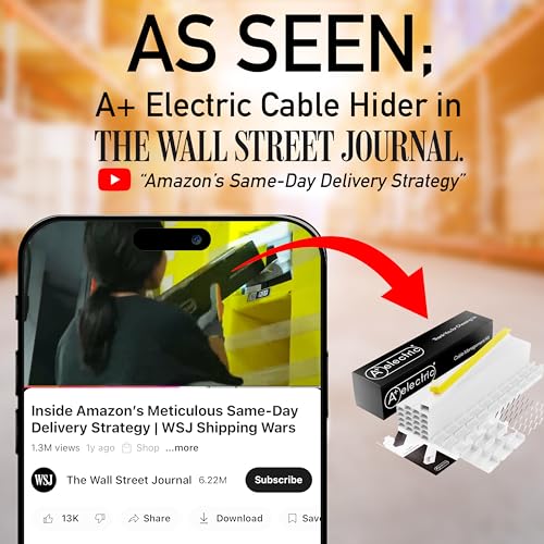 Image of A+ ELECTRIC Cord Cover Full Kit, 26ft /315in Self-Adhesive Cable Raceway, 20 Snap-On Channels, Wire Hider for TV, HDMI & Speaker Cables, Includes Connectors & Corners, Paintable Cable Management, White