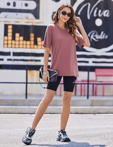 Image of Ekouaer 2 Pack Womens Tops Short Sleeve Oversized T Shirts Summer Spring Tops 2025 Basic Casual Tee Top S-XXL