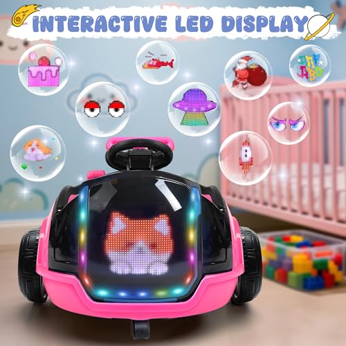 Image of ANPABO 3-in-1 Electric Push Car for Kids 1.5-3 with LED Display, Pink