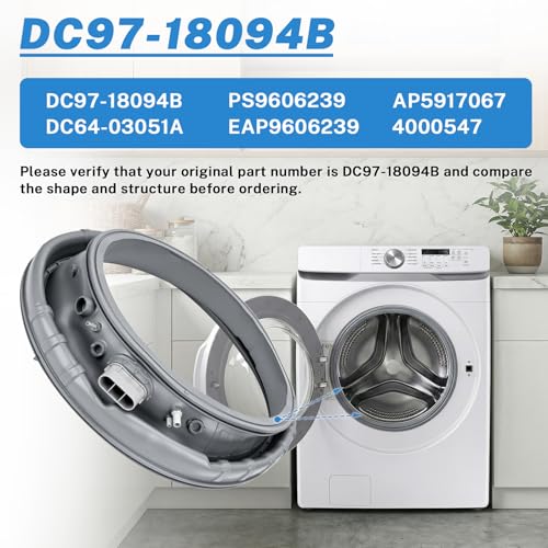 DC97-18094B Washer Door Boot Seal Gasket Kit for Samsung Front Load Washer WF42H5000AW/A2 WF42H5100AW/A2 WF42H5200AF/A2, Includes Spring Expansion Tool & Gloves, Replaces AP5917067 PS9606239 by Kravion - Used condition - Image 2