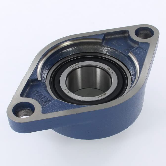 SKF FYTB 40 FM Ball Bearing Flange Unit, 2 Bolts, Eccentric Collar, Regreasable, Contact Seal, Cast Iron, Metric, 40mm Bore, 101.5mm Bolt Hole Spacing Width