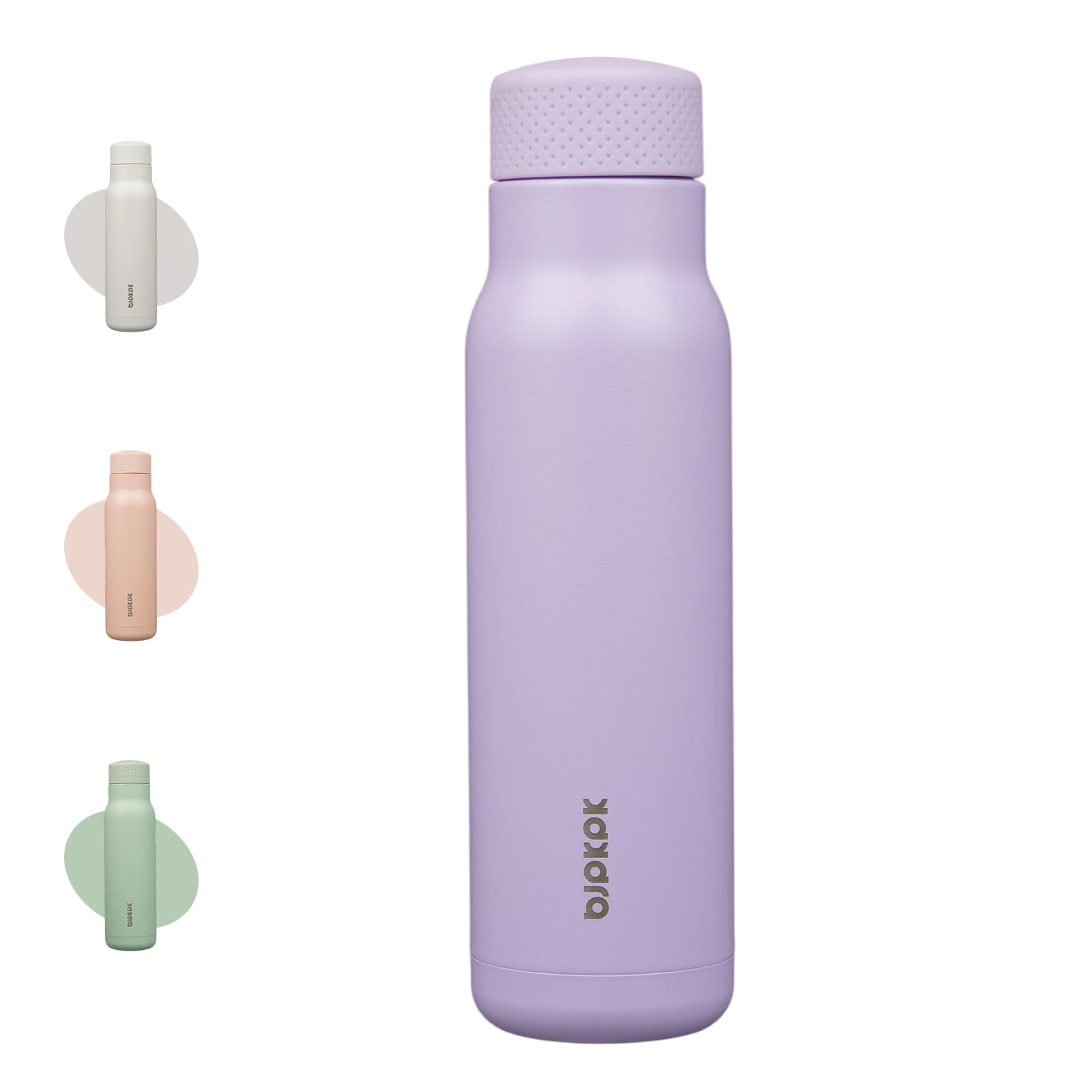 BJPKPK Stainless Steel Water Bottle,620ml Insulated Reusable Bottle,Metal Thermo Flask,Double Wall Leakproof,Keep Drinks Cold and Hot,Lavender