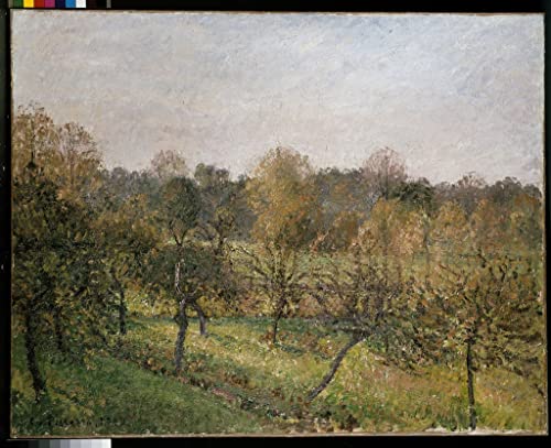 Cuadro en lienzo vintage de alta calidad con Atardecer en Eragny de Camille Pissarro, 60x90cm