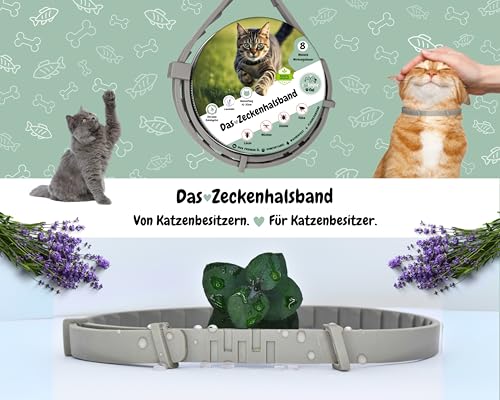tooSimple Das Zeckenhalsband für Katzen 100% Pflanzliches Premium Öl Wirkungsvoller Schutz gegen Zecken Flöhe Mücken Läuse Ungeziefer - 8 Monate Wirkungsdauer