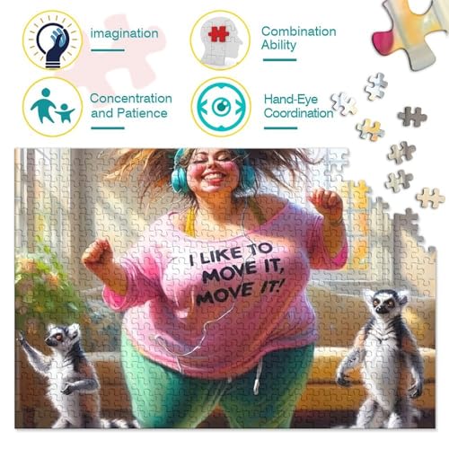 Rompecabezas para adultos de 1000 piezas, juego de mesa de mujer y lémures de 38x26 cm 3