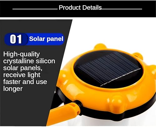 Miniatura 4 de FZZDP - Luz de tienda de campaña potente linterna solar portátil, luz de emergencia recargable, iluminación de pesca al aire libre (color E, tamaño