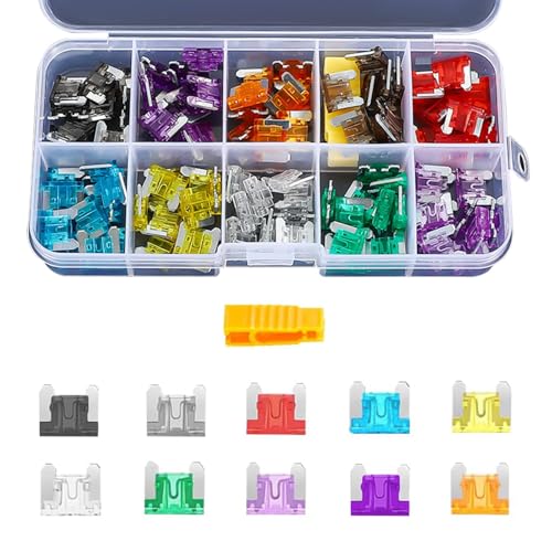 100 Pcs Auto Car Low Profile Blade Fuse Assortment Kit,(2A/3A/5A/7.5A/10A/15A/20A/25A/30A/35A) Professional Micro Fuses Automotive(with Puller Tool) for Car/RV/Truck/SUV/Motorcycle/Boat Replacement