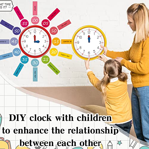 Image of Kosiz 55 Pcs Telling Time Bulletin Board Kit Teaching Clock for Kids Back to School Analog Clock Number Labels Learn to Tell Time Practice Prop 1st 2nd 3rd Grade Classroom Home Supply(Bright Color)