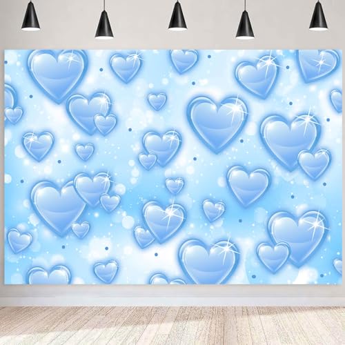 Fondo azul con corazones 7x5ft para fotografía miniatura 5