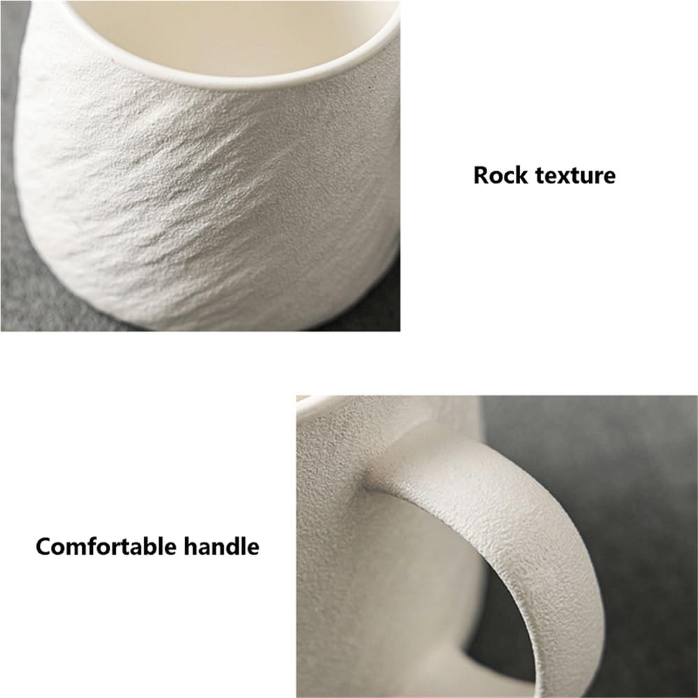 Kubek do kawy Matowy kubek o fakturze kamienia, ceramiczny do kawy w dwóch kolorach, zestaw 1, dużej pojemności 16,91 uncji, męskich kubków wody Kubki(Biały)