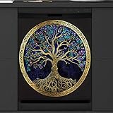 Geschirrspüler-Magnetabdeckung, Weltbaum, Kühlschrank-Panel, Aufkleber, wiederverwendbar, dekorativ, für Waschmaschine, Kühlschrank, zuschneidbar, Küchendekoration, Geräteschutz, 58,4 x 66 cm