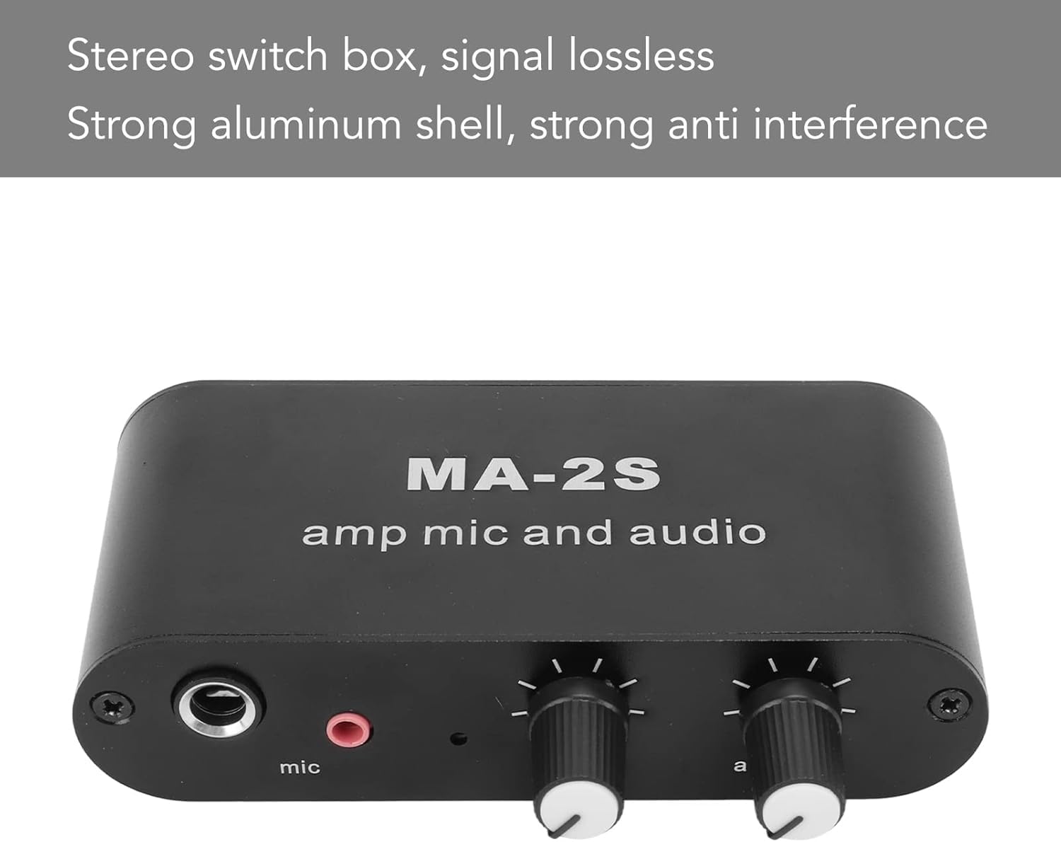 Kleiner Stereo-Audio-Vorverstärker 3 Ausgangsanschlüsse Aluminium-ABS-Kopfhörerverstärker für Lautsprecher Dynamisches 6,5-mm-Mikrofon 3,5-mm-Kondensatorschnittstelle