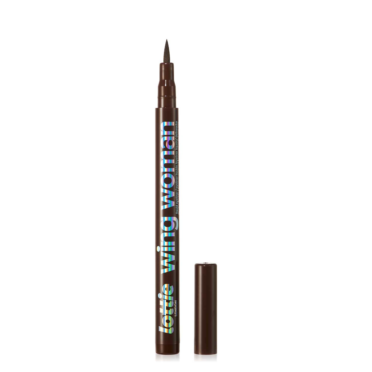 Lottie LondonWing Women in Brown, Waterproof Brush Tip Liquid Black Eyeliner for precise application and defined wings