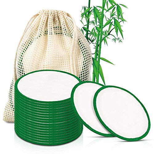 Preisvergleich Produktbild otutun Abschminkpads Waschbar, 20 Stück Wattepads Wiederverwendbare aus Bambus und Baumwolle Makeup Entferner Pads mit Wäschebeutel Umweltfreundlich Abschminktücher für Gesichtsreinigung