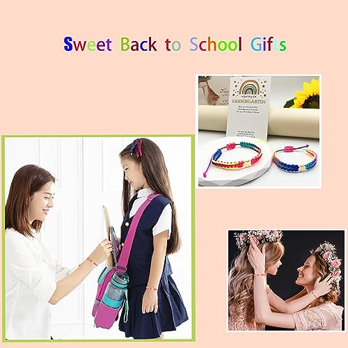 Image of First Day of School Bracelets Matching Heart Bracelets for Mom and Daughter Back to School Bracelets for 2 Braided Adjustable Charm Bracelets Jewellery Present