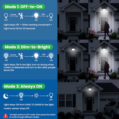 Solarlampen für Außen mit Bewegungsmelder, 204 LED 3 Modi Solar Aussenleuchte mit 5m Kabel IP65 Wasserdicht… – Ansicht 5