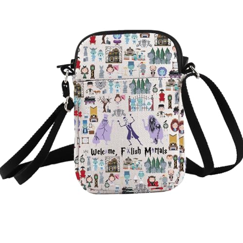 PXTIDY Halloween Haunted Horror Mansion Roles Crossbody Bag Welcome Mortals Foolish Crossbody Purse Ghosts Inspired Gifts