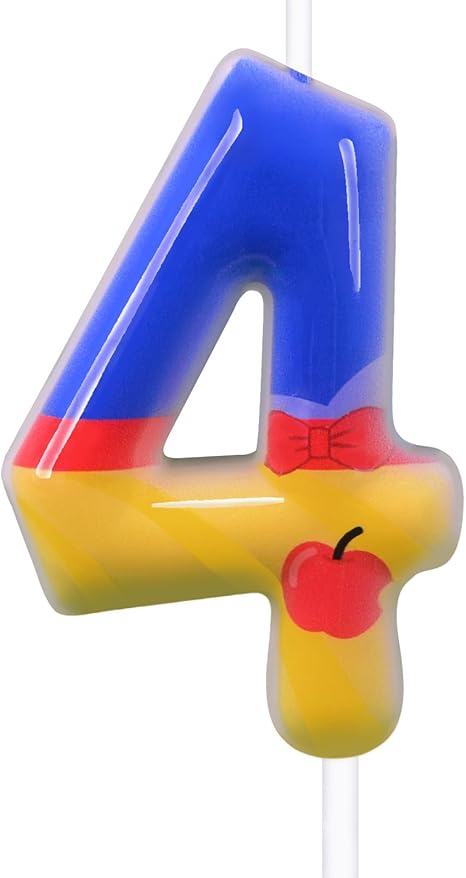Amazon.com: Blue and Yellow Number 4 Birthday Candle, Fairy Tale 4 ...