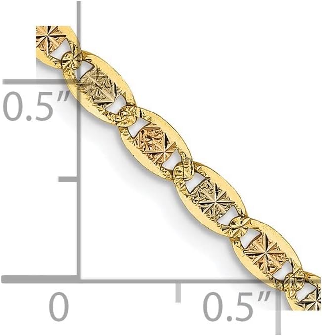 Diamond2Deal 14k 2.75mm Tri-color Gold Valentino Chain Bracelet