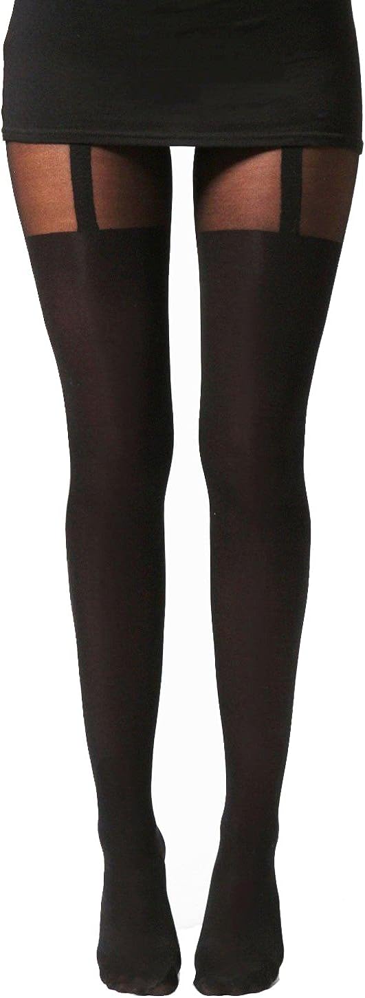 AurellieLadies Patterned Tights Agnes Mock Suspender 40 Denier Sensual and Elegant Hosiery