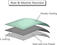 Vista 6 de Mesa de centro para patio, mesa redonda de acero de metal para exteriores, resistente a la intemperie, mesa antioxidante (negro)