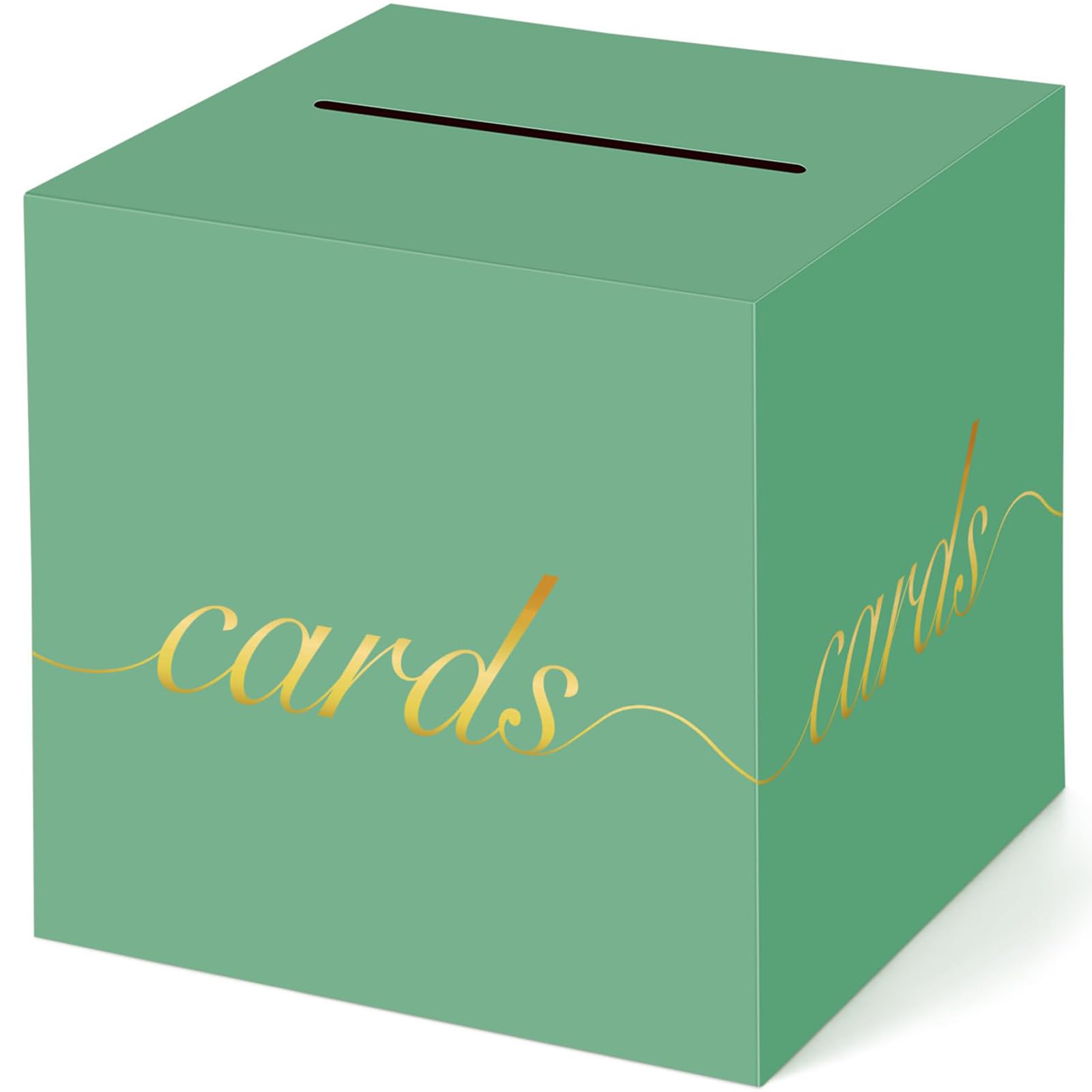 Green Card Box Gold Foil Wedding Favors Gift Card Boxes Post Box Receiving Money Box Holder for Wedding Reception, Baby Showers, Anniversary, Birthday Party, Retirement, Graduation Envelope Holder