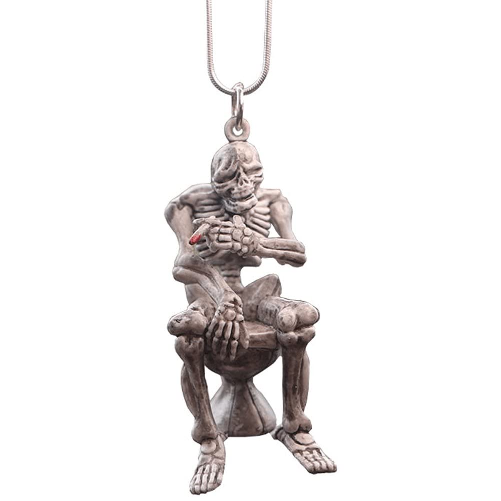 Haowul Skeleton Car Hanging Pendant Ornament Pendant Halloween Skull Car Rear View Mirror Charms Car Decoration Car Interior Accessories