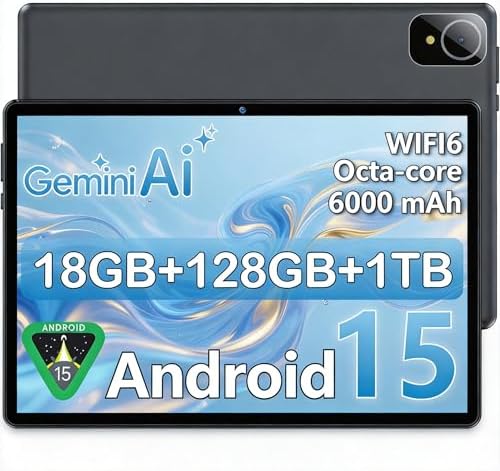 Tablet Android 15 de 10 Pulgadas Gris, 6GB RAM (hasta 18GB) 128GB...
