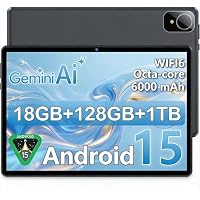 Tablet Android 15 de 10 Pulgadas Gris, 6GB RAM (hasta 18GB)