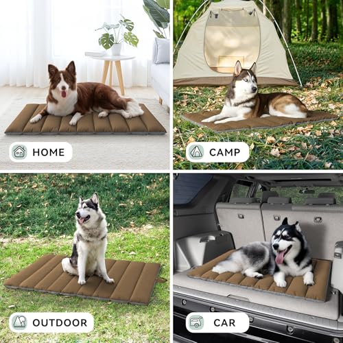 WESTERN HOME WH Hundedecke Outdoor für Unterwegs Hundedecke Wasserdicht Tragbar Hundematte Outdoor Komfort und Weiches Reisedecke Hund Wasserdicht Camping Hundebett, 110x68 cm (Braun)