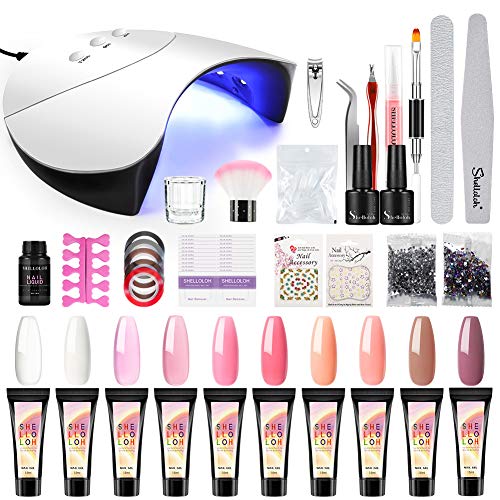 Shelloloh Schnell Aufbau Gel Set 36W UV/LED Nagellampe 10 * 15ML Nagelverlängerung Gel Starter Set Gel Nägel…