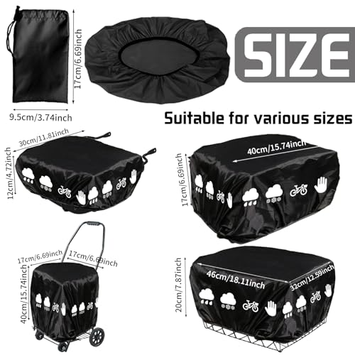 AUNGCSHE Regenschutz Fahrradkorb, Fahrradkorb Regenschutz mit Gummizug, Korbabdeckung Wasserdicht mit Reflexstreifen, Regenabdeckung für Korb hinten, für alle Körbe bis Größe 45x45cm (Schwarz)