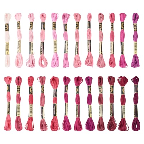 Image of FASHEWELRY 210 Yards Handmade 6-Ply Polyester Embroidery Floss Pink Crewel Cross Stitch Threads 1mm Embroidery Thread Bulk for Jewelry Making Sewing Holiday Decorations Crafts DIY Projects