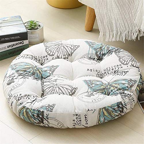 Morbuy Stuhlkissen Rund Einfarbig Sitzkissen, Atmungsaktiv Leinenimitat Tatami Mat Komfortable Stühle Bodenkissen Sitzauflagen für Outdoor Garten Office Sessel (50cm,Schmetterling)