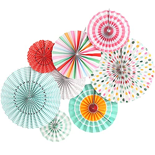 Aiminjey Hanging Paper Fans Party Set, Round Paper Fan Party