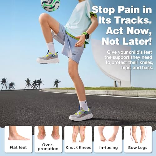 Boys Girls Kids Orthopedic Tennis Shoes: Wide Toe Box Comfortable Casual Plantar Fasciitis Arch Support School Athletic Running Sneakers, Lightweight Orthotic Sports Walking Shoes for Foot and Pain4
