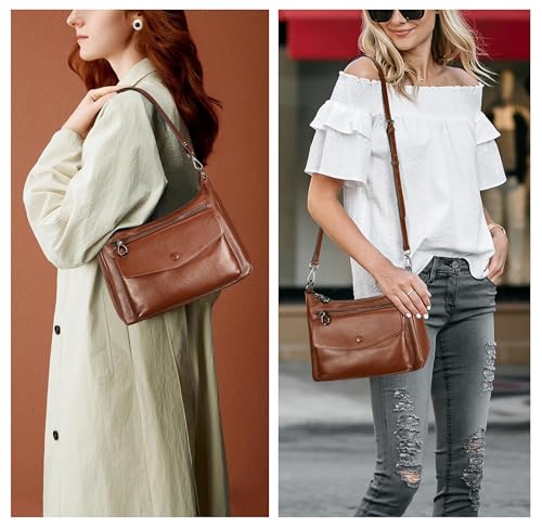 YALUXE Women’s Real Cowhide Leather Shoulder Bag Trendy Handbag Purse2