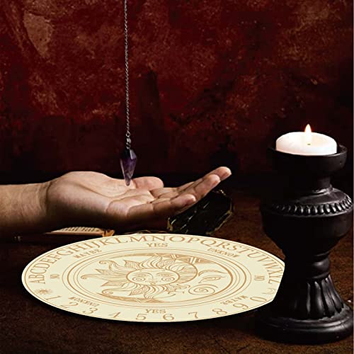 Tablero de péndulo Sun Moon de madera para adivinación, tablero altar brujo, tallado, para brujería, wicca, paganismo y meditación, 20 x 20 cm miniatura 7