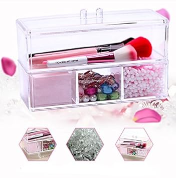 Clear Removable Cosmetic Storage 2 Layer Acrylic Makeup Organizer Box (Standard Size)