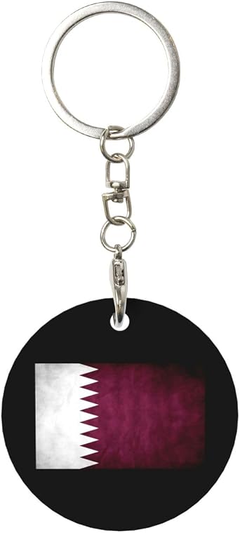 Flag of Qatar Keychain for Men Women Aluminium Metal Key Chain Key Accessory Gifts