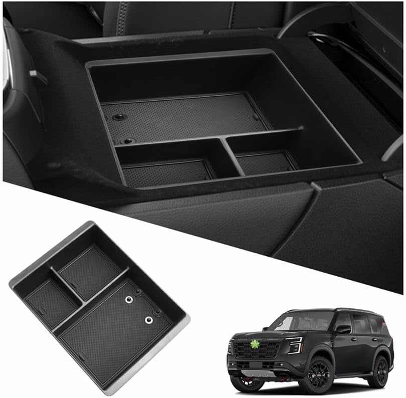 2025 2026 Armada Center Console Organizer for 2026 Nissan Armada Accessories ABS Material Armrest Console Glove Tray Compatible with 2025 2026 Nissan Armada SV/SL/Platinum/Pro-4X/Platinum Reserve