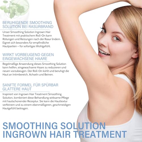 Smoothing Solution Ingrown Hair Treatment, Roll On Soothes Razor Bumps, Gegen eingewachsene Haare & ingrown Hair & Rasurbrand, Beruhigende Pflege für Intimbereich, Achseln und Empfindliche Haut