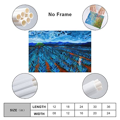 Kotian Fine Art Oil Acrylic Landscape Painting Agave Field Yellow Blue Nature Wall Art Poster Decorative Painting Canvas Wall Art Posters For Room Aesthetic 20X30Inch(50X75Cm) #TOP1