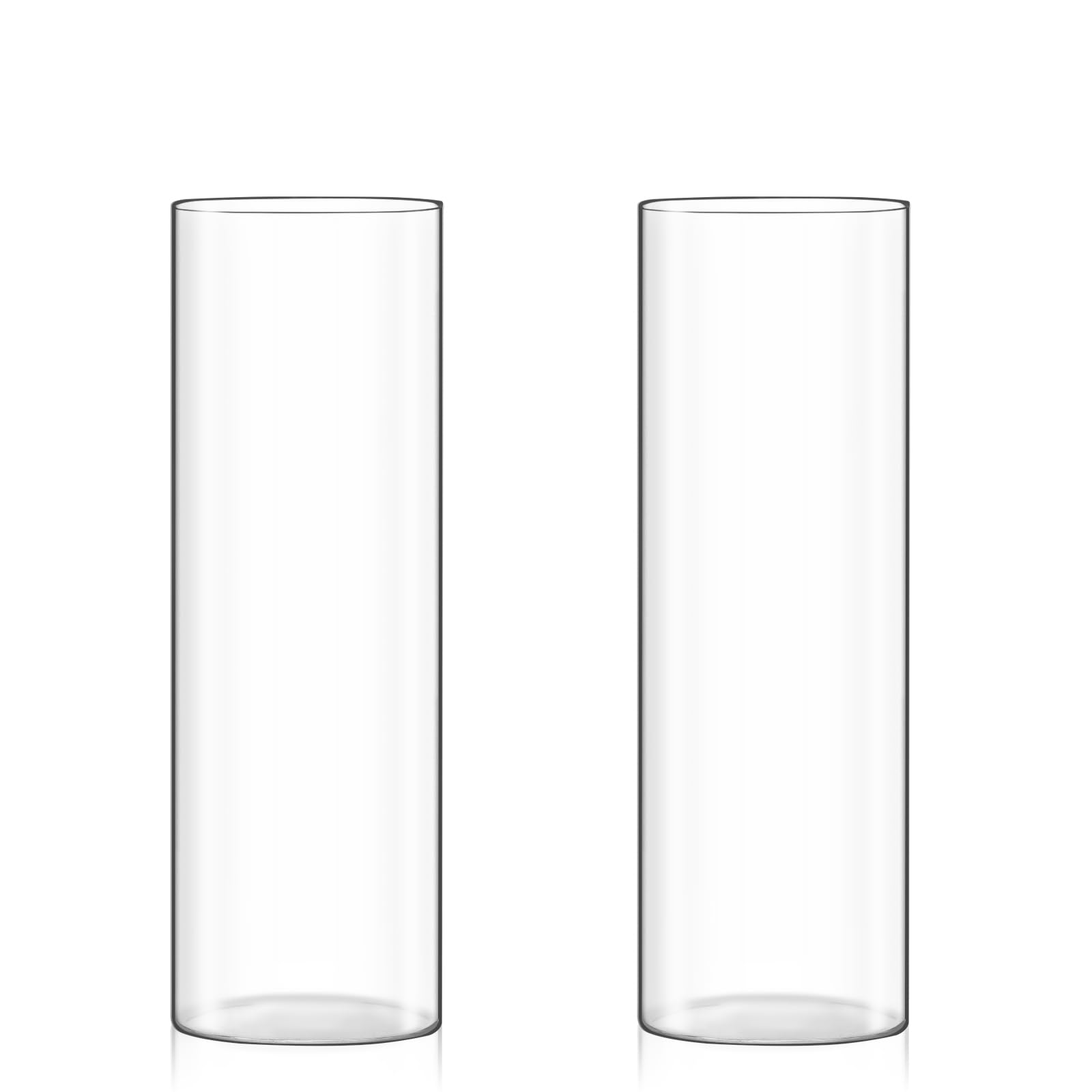 Fixwal Set of 2 Clear Glass Cylinder Vases for Centerpieces, 12 x 4 Inch Tall Glass Hurricane Floating Candle Holder Vase for Table, Wedding Decorations, Flower Vase for Decor